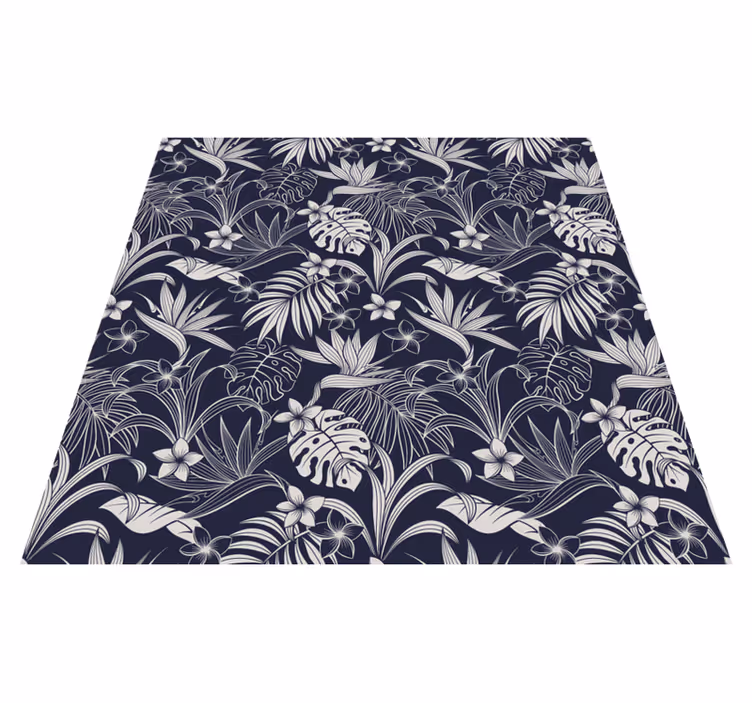 Dark tropical leaves and flowers floral rug - TenStickers