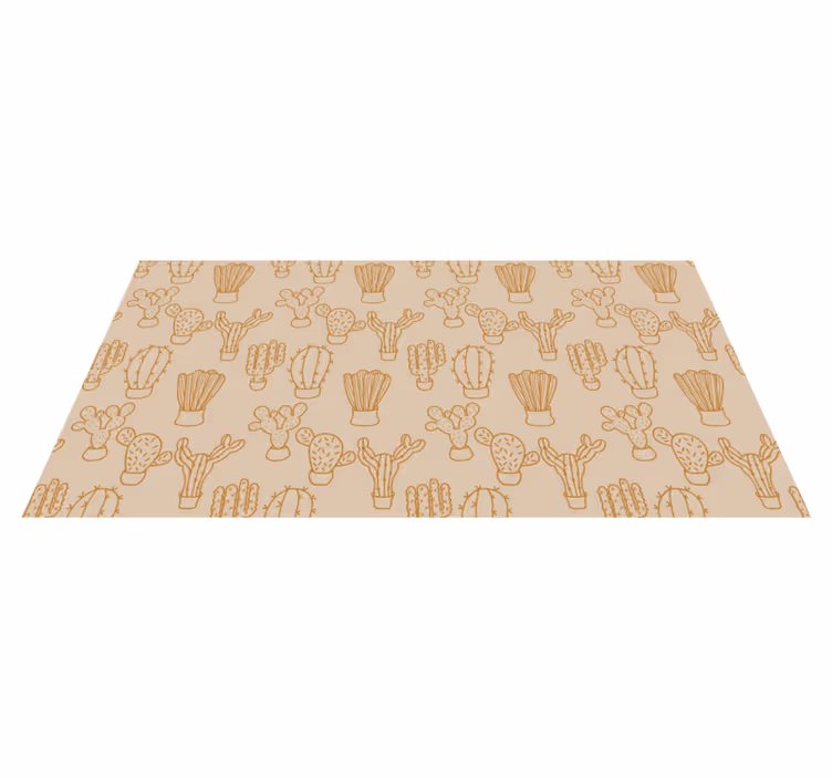 Cactus illustration flower vinyl rug - TenStickers