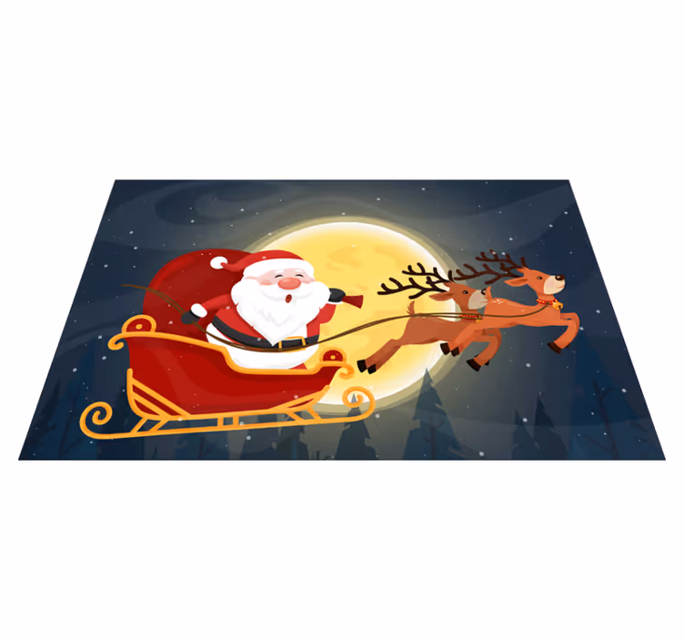 Santa Sleigh Ride christmas vinyl rug - TenStickers
