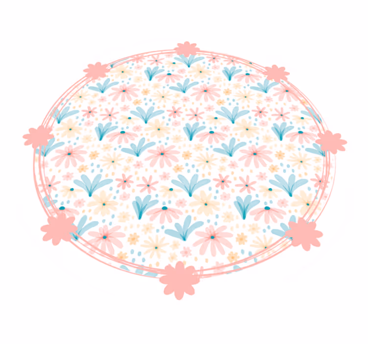 Pastel color flower pattern circular rug - TenStickers