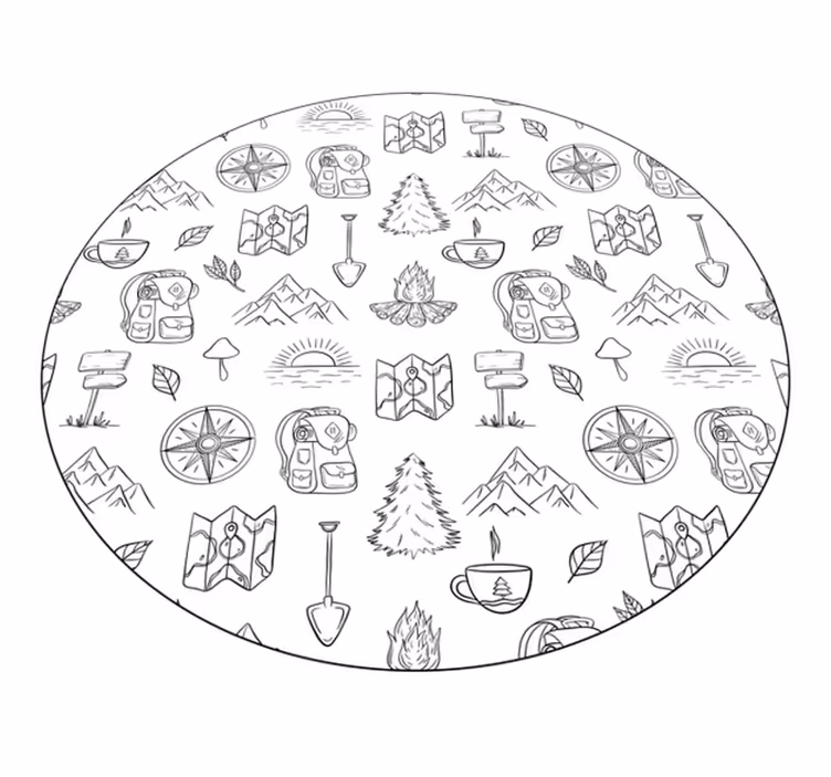 Camping Adventure Icons vinyl rug - TenStickers