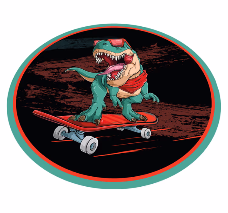 Cool Skateboarding Dinosaur teenager vinyl rug - TenStickers
