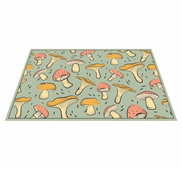 Green artistic mushroom pattern floral rug - TenStickers