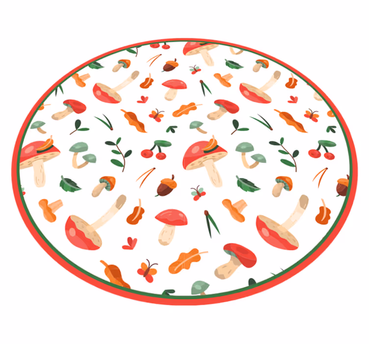 Mushroom floral motif flower vinyl rug - TenStickers