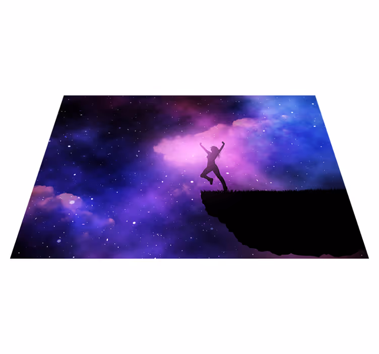 Beautiful woman in the galaxy teen vinyl rug - TenStickers