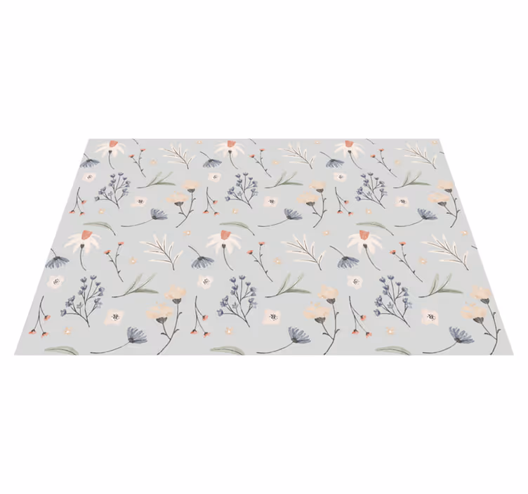 Floral Leaf Illustration flower vinyl rug - TenStickers