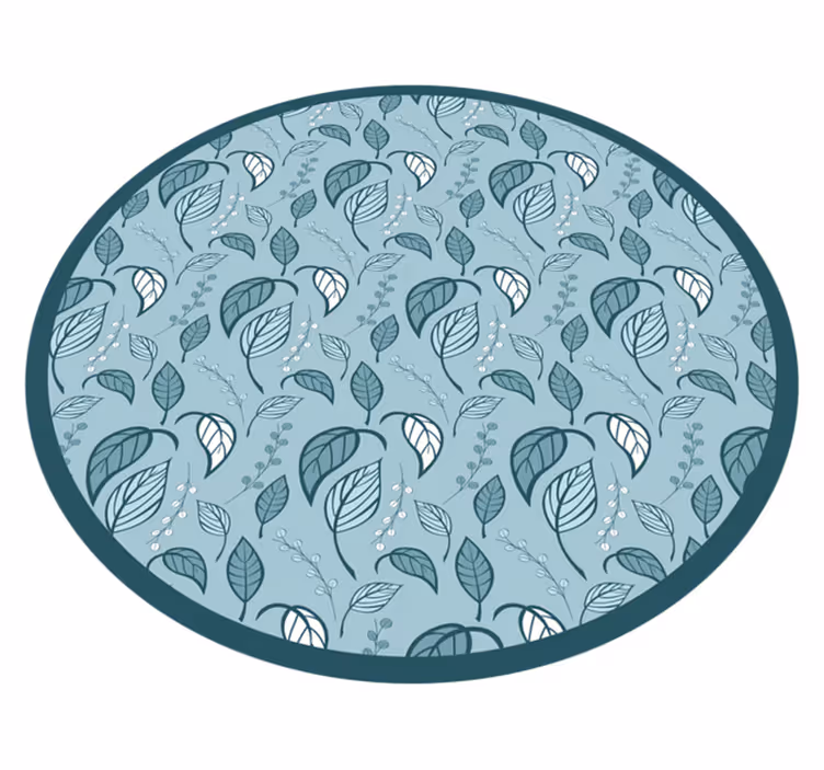 Blue scandinavian leaves nordic vinyl rug - TenStickers