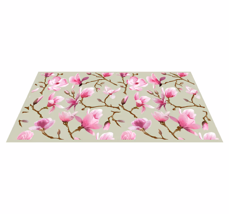 Pink Magnolia flower vinyl rug - TenStickers