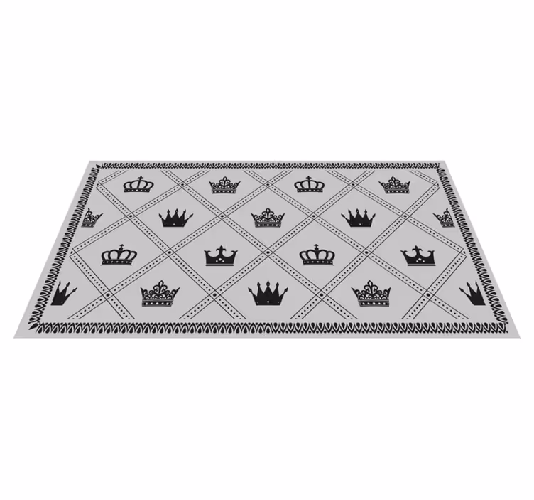 Monochrome Crown Pattern gray vinyl rug - TenStickers
