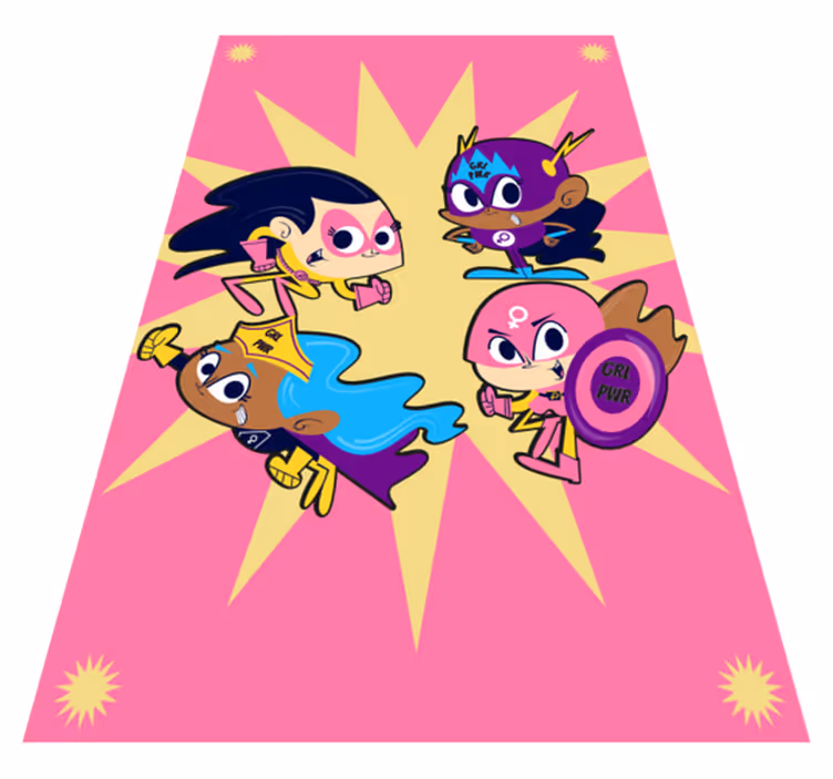 Colorful Superhero Characters playroom rug - TenStickers