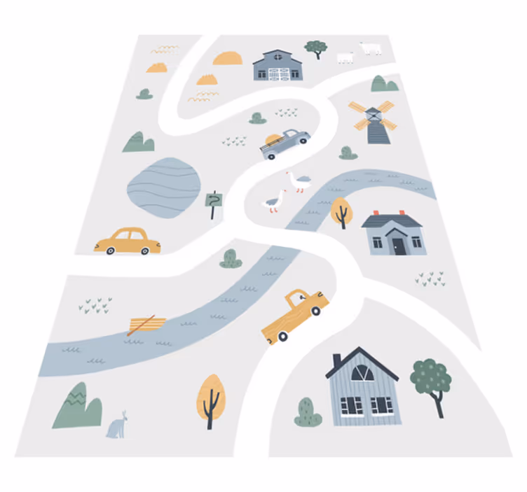 Playful Roadway Design rugs with roads - TenStickers