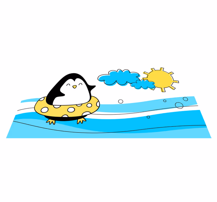 Playful Penguin Illustration playroom rug - TenStickers