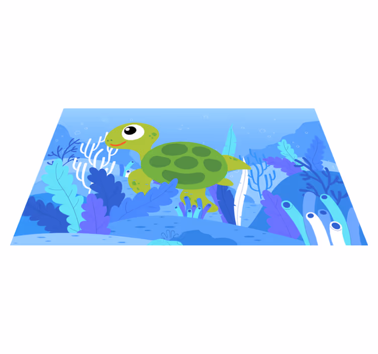 Cheerful Turtle Seascape playroom rug - TenStickers