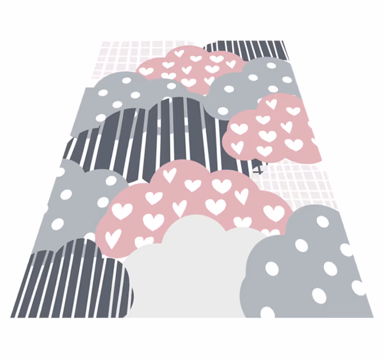 Cloudy Hearts Pattern playroom rug - TenStickers