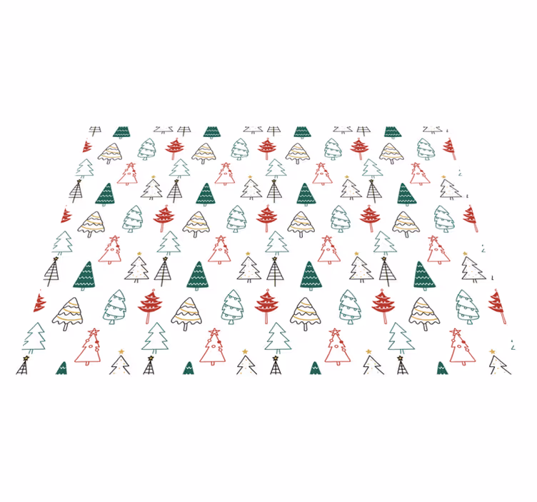 Festive Trees Pattern Christmas rug - TenStickers
