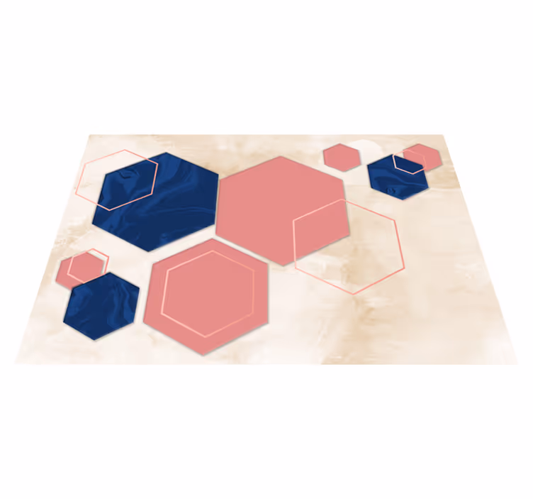 Pastel hexagons geometric art living room rug - TenStickers