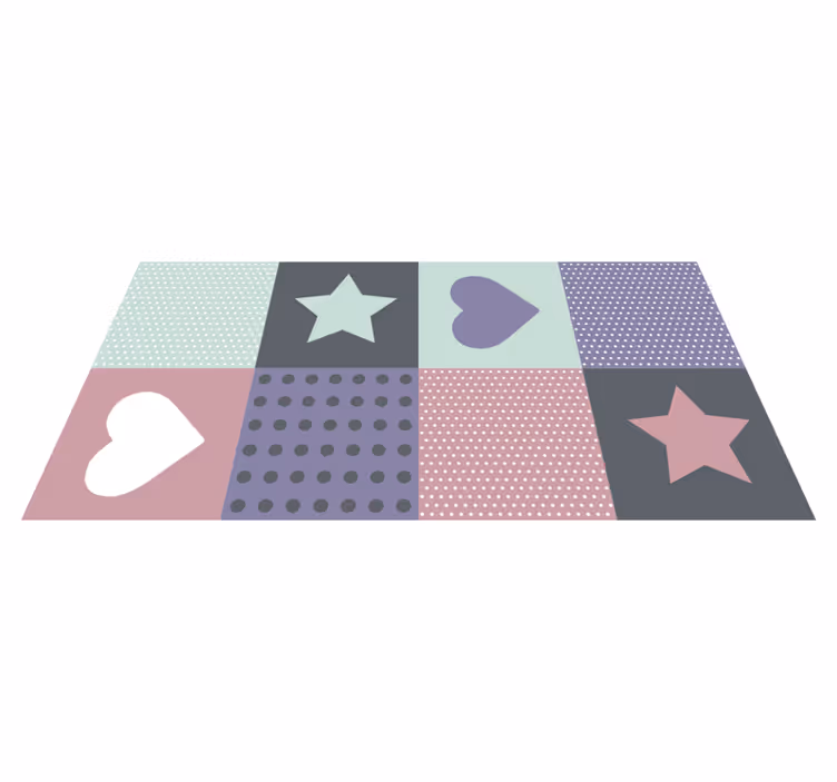 Patchwork Heart Star playroom rug - TenStickers