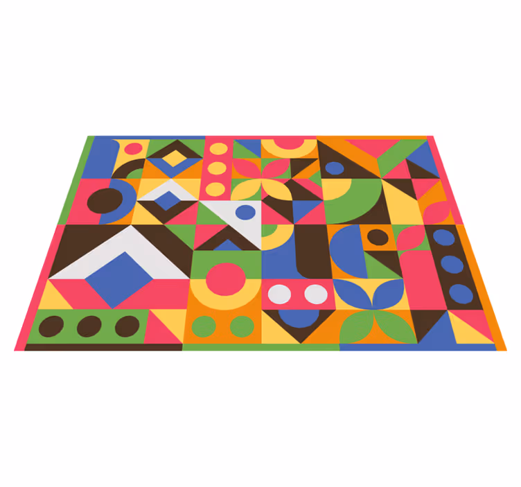 Colourful abstract style living room rug - TenStickers