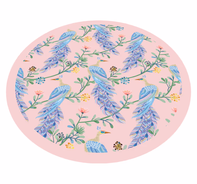 Feathered Botanicals flower vinyl rug - TenStickers