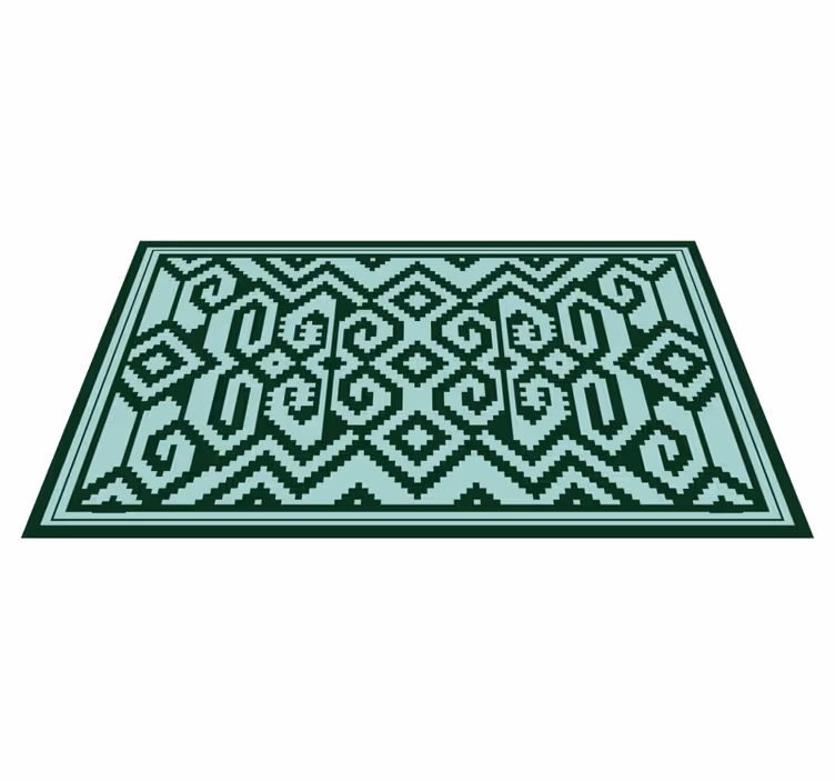 Green Geometric Patterns nordic vinyl rug - TenStickers