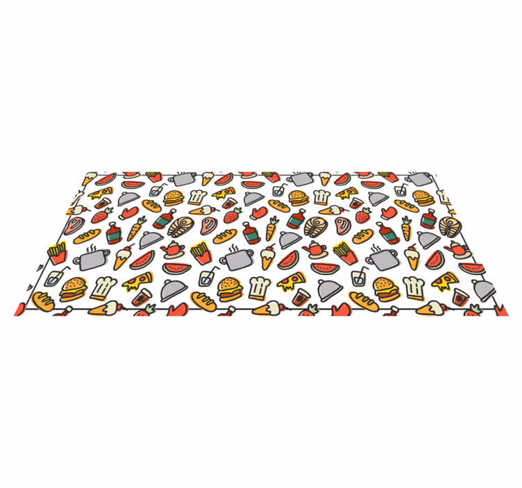 Food icons pattern modern rug - TenStickers