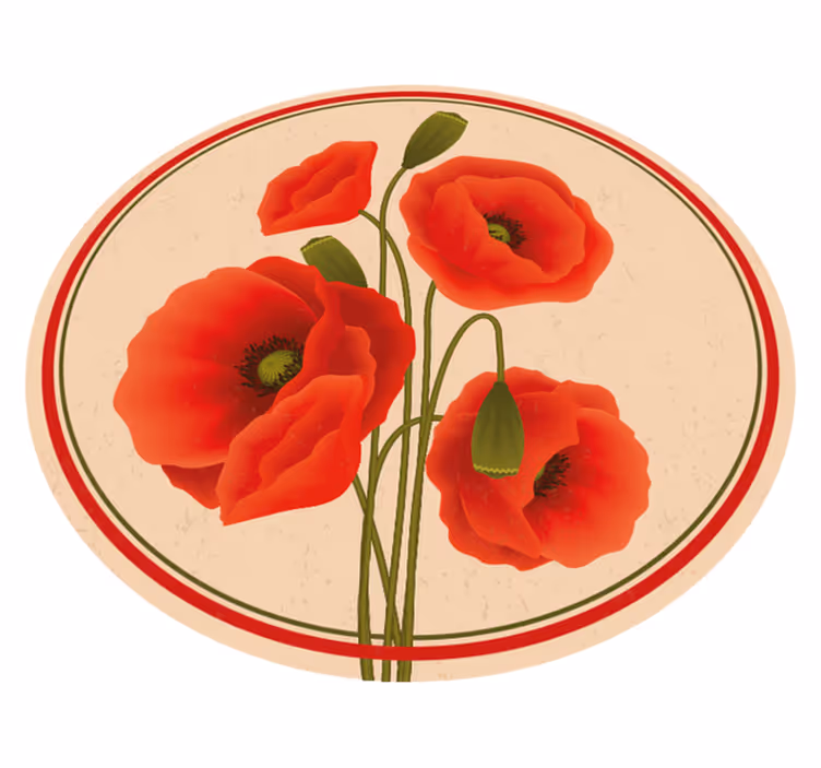 red poppies floral rug - TenStickers