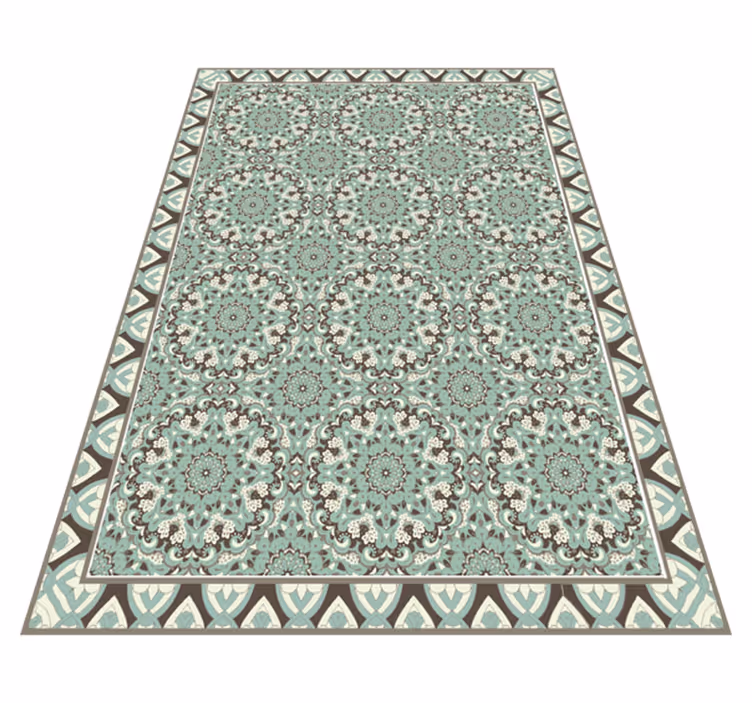 Floral tile pattern dining room rug - TenStickers