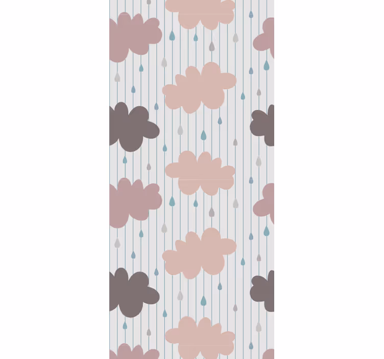 Pink rainy clouds kids wallpaper - TenStickers
