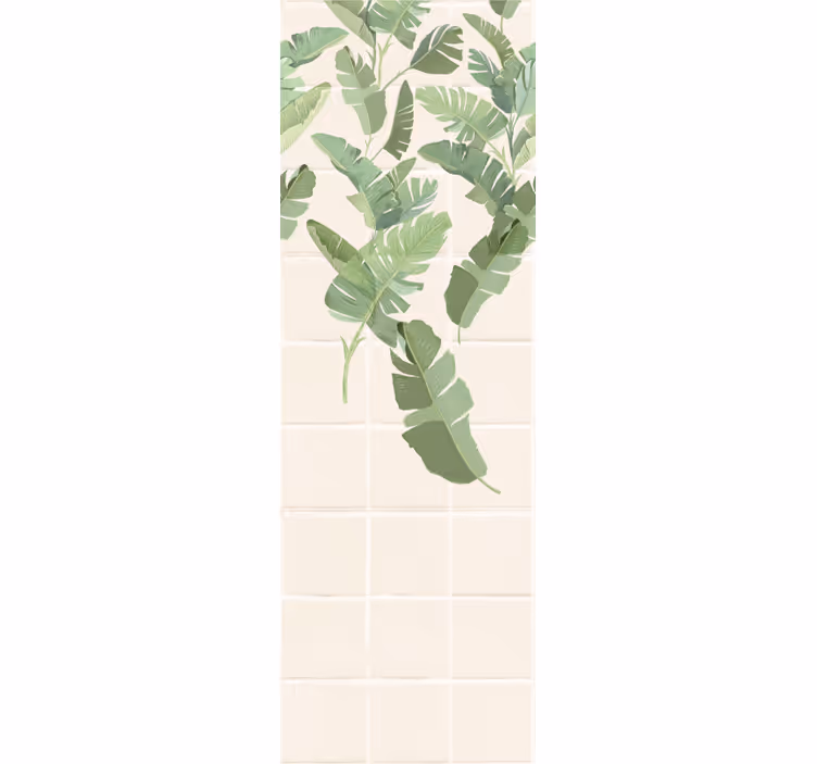 White tiles motif leaf wallpaper - TenStickers