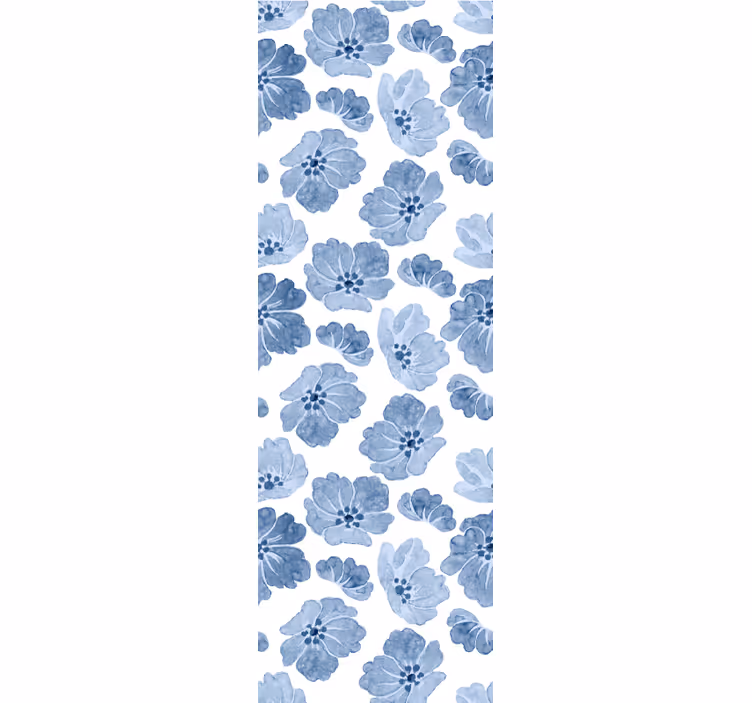 Blue and white floral pattern flower wallpaper - TenStickers