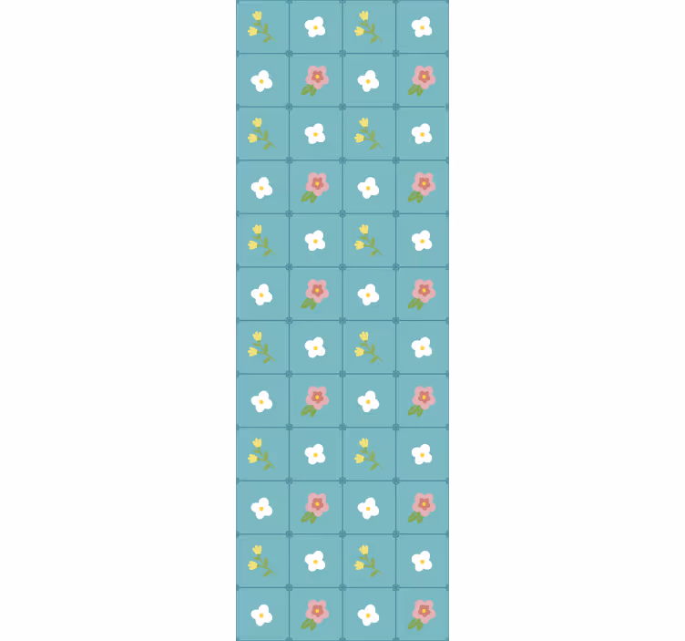 Flowering blue motifs tile wallpaper - TenStickers