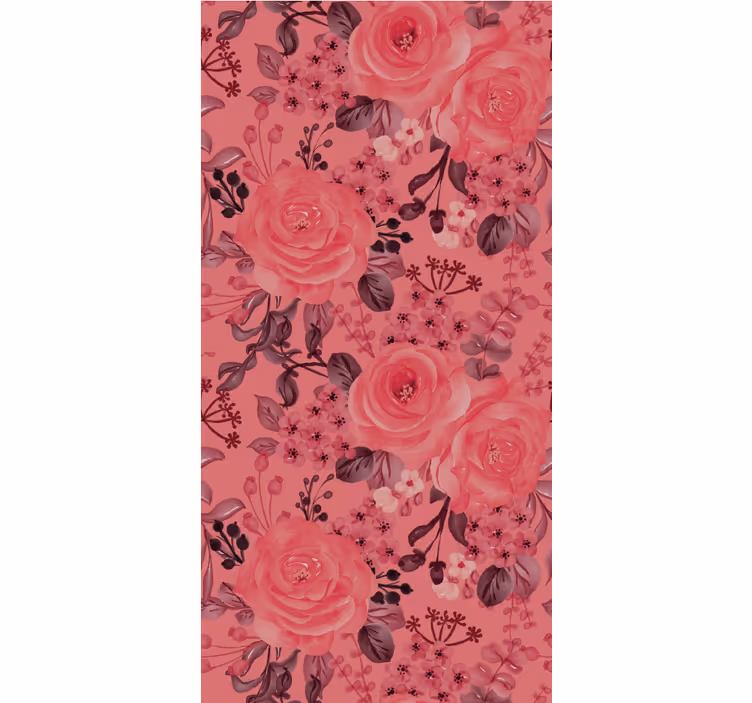 Pink Rose Flourish flower wallpaper - TenStickers