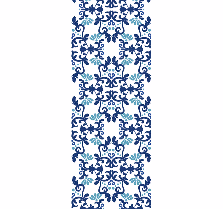 Ornate blue mosaic tile wallpaper - TenStickers