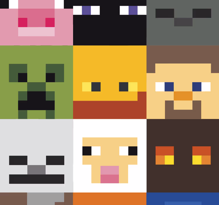 Gaming pixeled faces teenager wallpaper - TenStickers