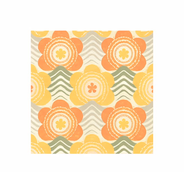 1970's blossming retro pattern vintage wallpaper - TenStickers