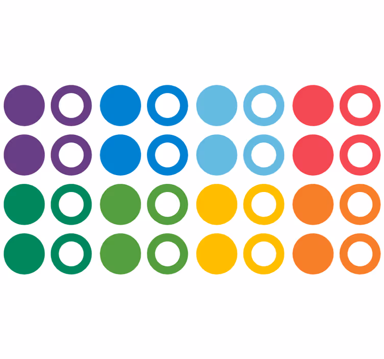 Geometric wallpaper in rainbow color circles - TenStickers
