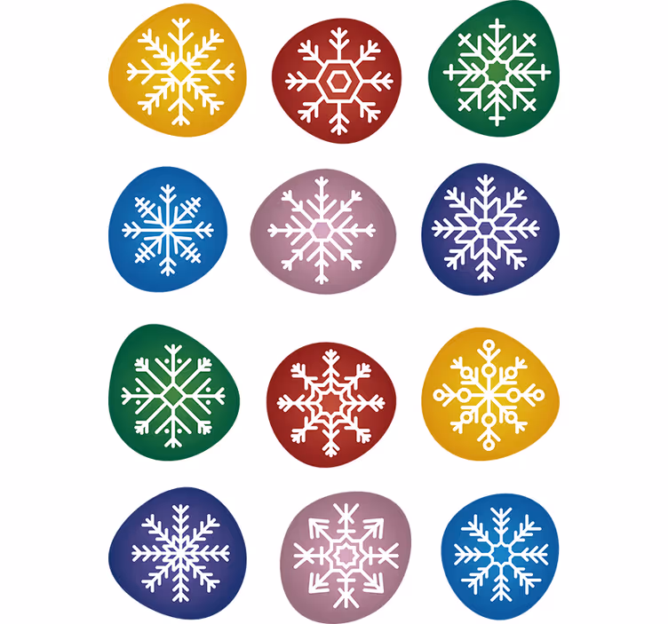 Christmas wallpaper with colorful snowflakes - TenStickers