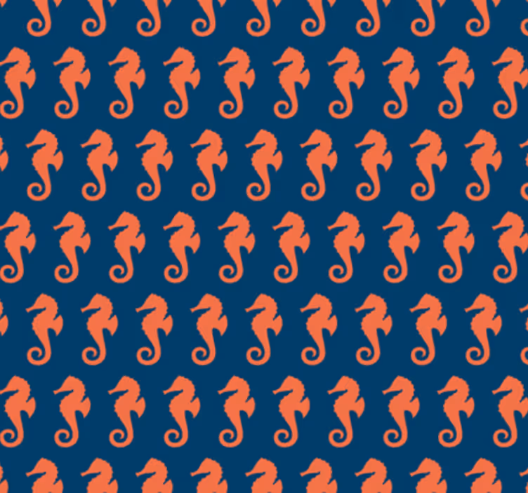 Bedroom wallpaper with orange sea horse design - TenStickers