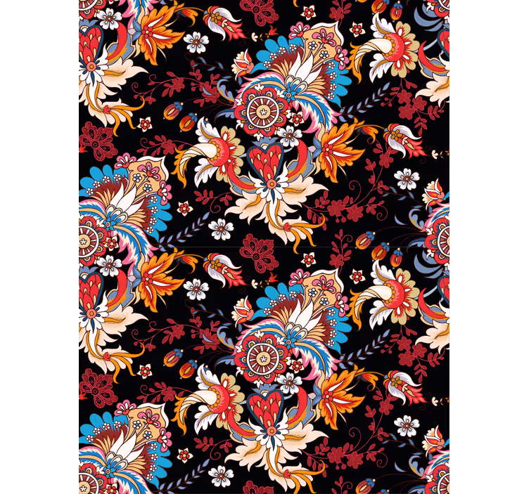 Ornamental wallpaper vibrant botanical design - TenStickers