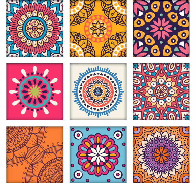 Ornamental wallpaper in vibrant mosaic designs - TenStickers