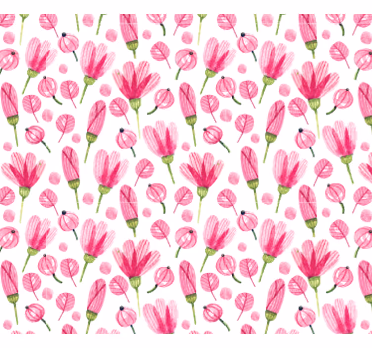 Living room wallpaper with pink floral pattern - TenStickers
