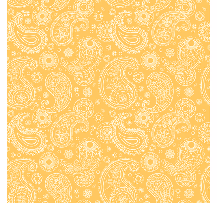 Living room wallpaper in yellow arabic paisley - TenStickers