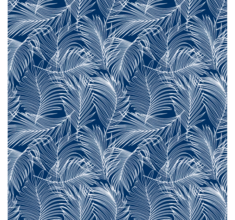 Leaf wallpaper blue leaves with white outline - TenStickers