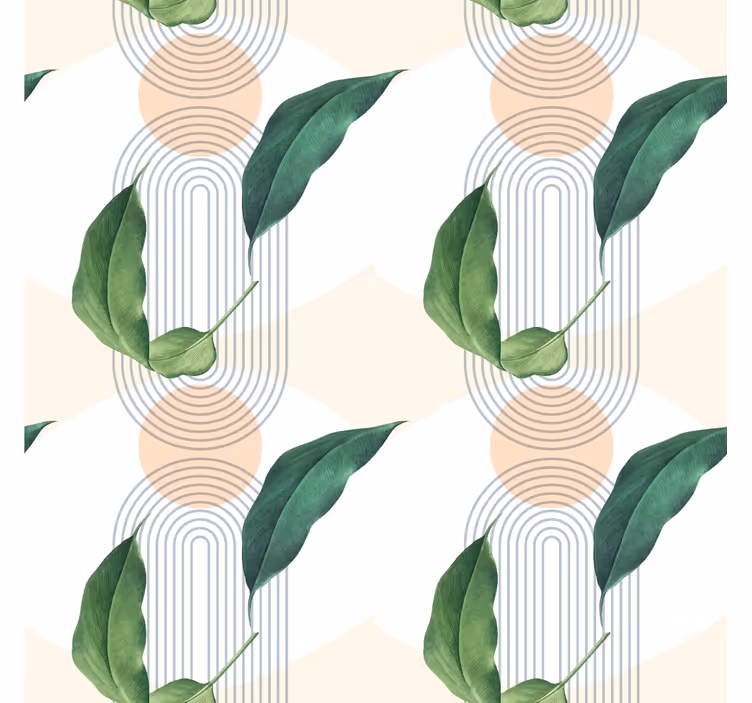 Bedroom wallpaper leafy geometric design - TenStickers