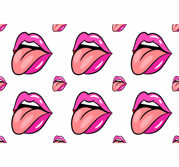 Playful lip motif bedroom wallpaper - TenStickers