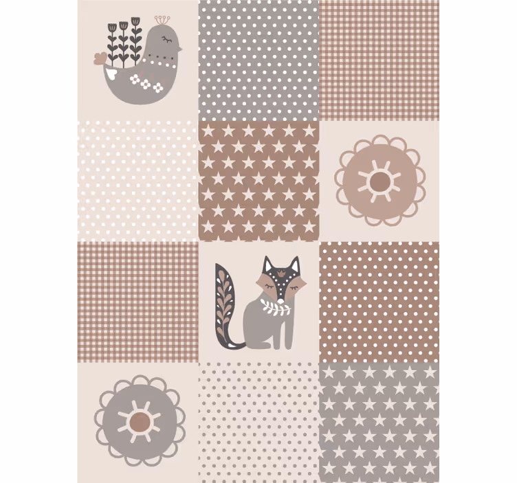 Animal wallpaper featuring nordic animals and tiles - TenStickers