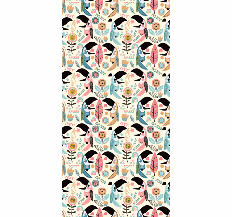 Bedroom wallpaper with tropical toucan pattern - TenStickers
