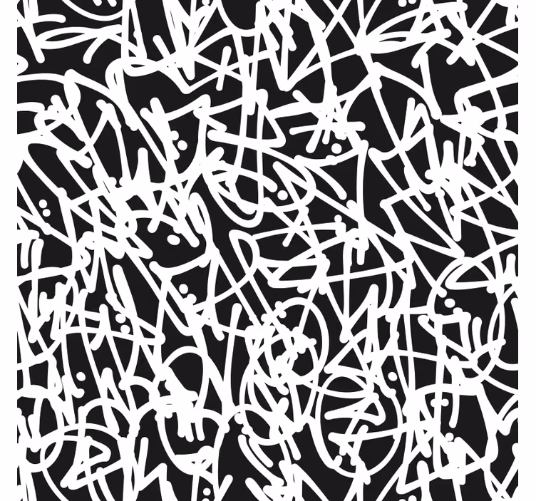Bedroom wallpaper featuring black and white graffiti - TenStickers