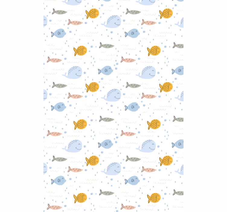 Animal wallpaper featuring cartoon multicolor fish - TenStickers