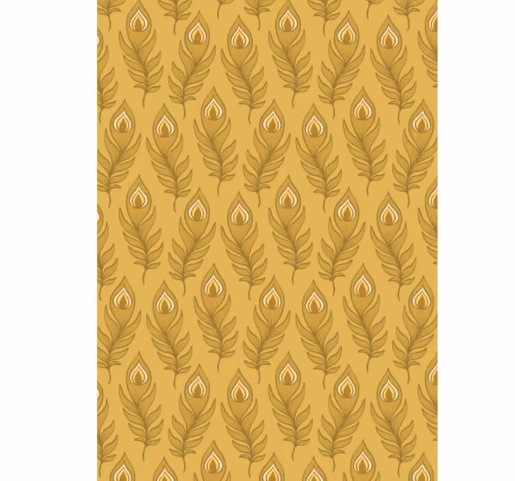 Animal wallpaper blue floral turkey with golden flowers - TenStickers